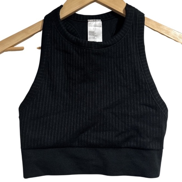 Good American Black Ribbed Tank Top size small stretch lined racerback - Picture 1 of 6
